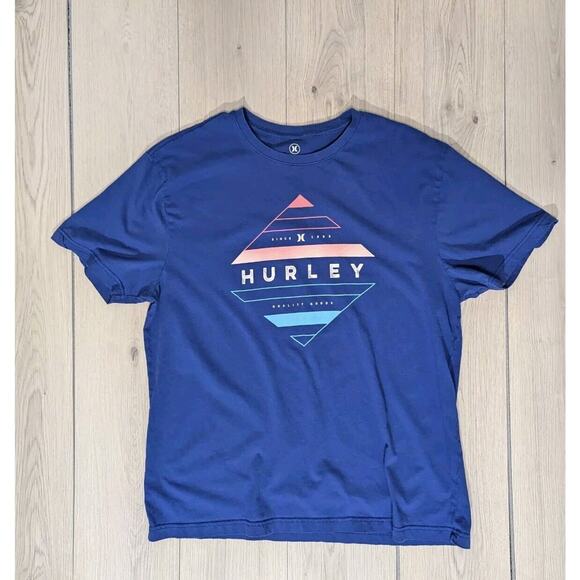 Hurley Men's Graphic T-Shirt Royal Blue Large Short Sleeve - Picture 1 of 5